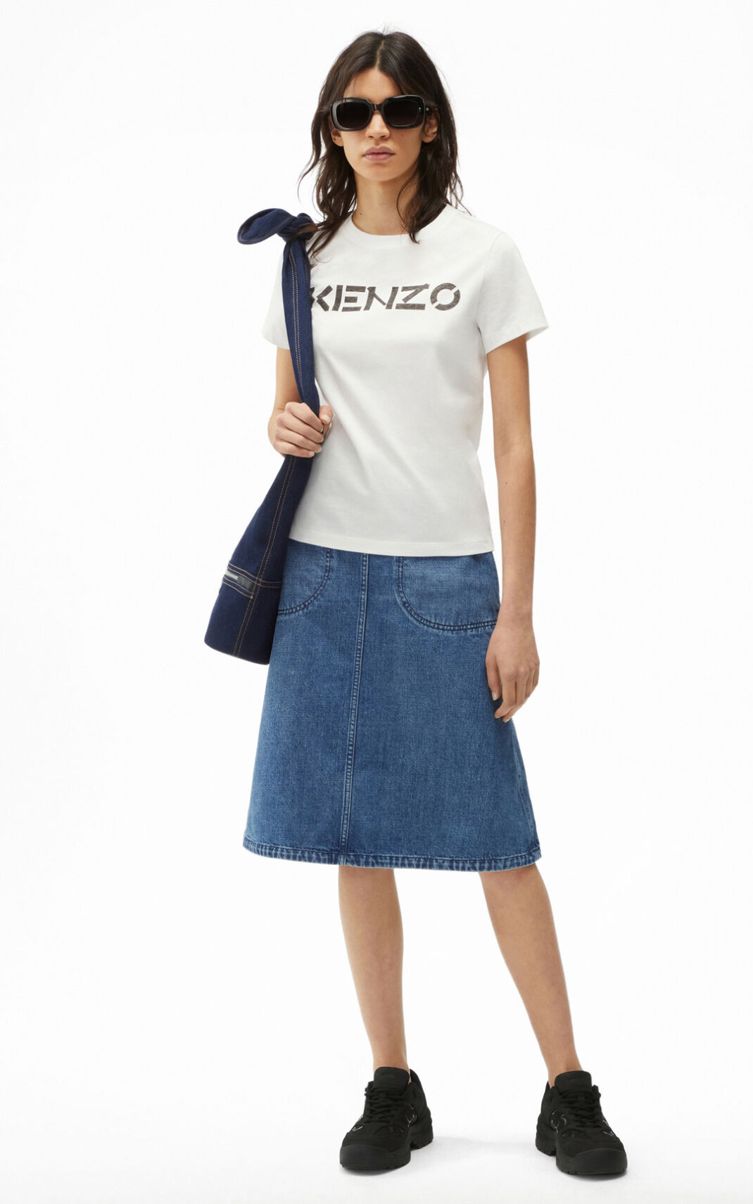 Camisetas Kenzo Logo Mujer Blancas PIK715260